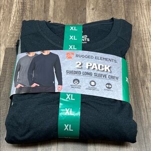 Rugged Elements Sueded Long Sleeve Crew 2-Pack - Dark Blue and Gray